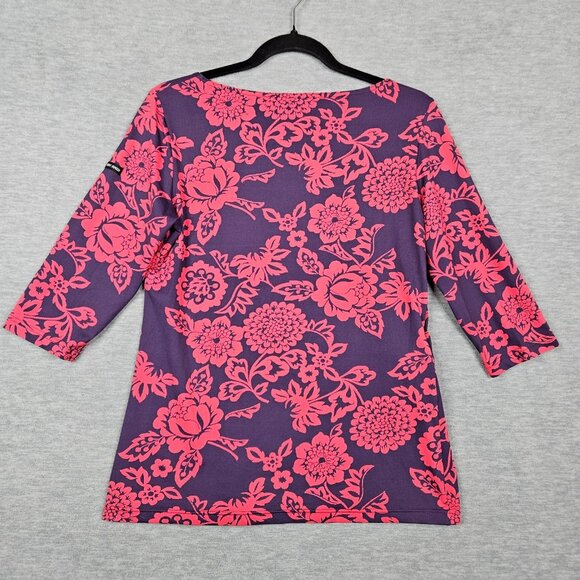 Saint James Floral Printed Size 10 3/4 Sleeve Boat Neck Tee - Picture 2 of 9